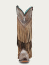 Corral Ladies Brown Overlay Fringe Tall Snip Toe Boot - A5244