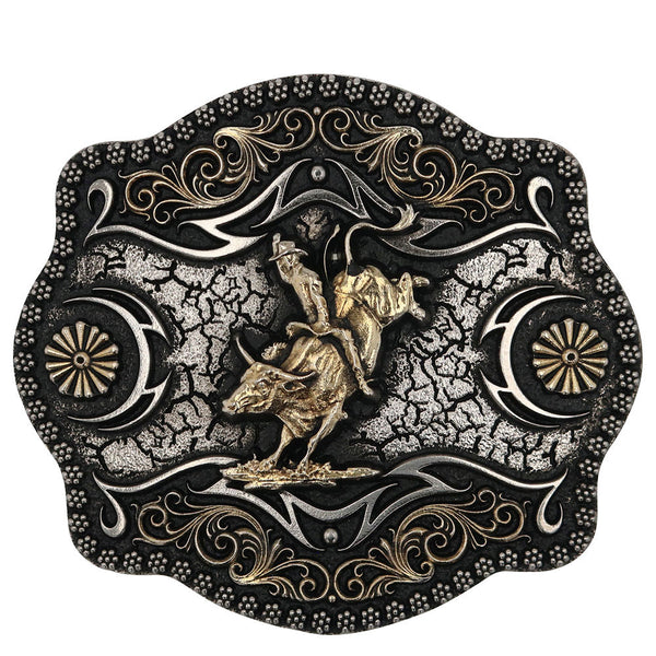 Montana Silversmiths A-Blaze Filigree Framed Bull Rider Attitude Belt Buckle A886