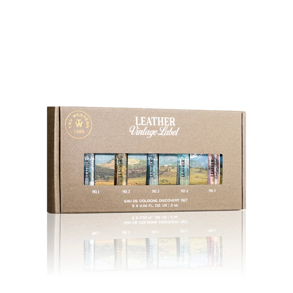 Tru Fragrance Leather Vintage Label Discovery Holiday Set 99035