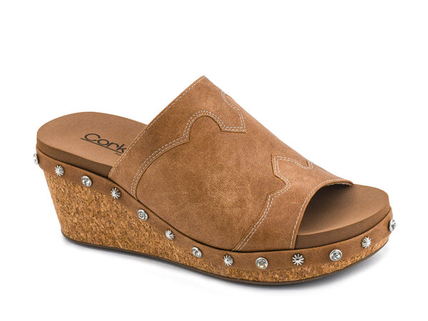 Corkys Ladies Actin Up Wedge- Cognac - 41-0856-COGN-Q