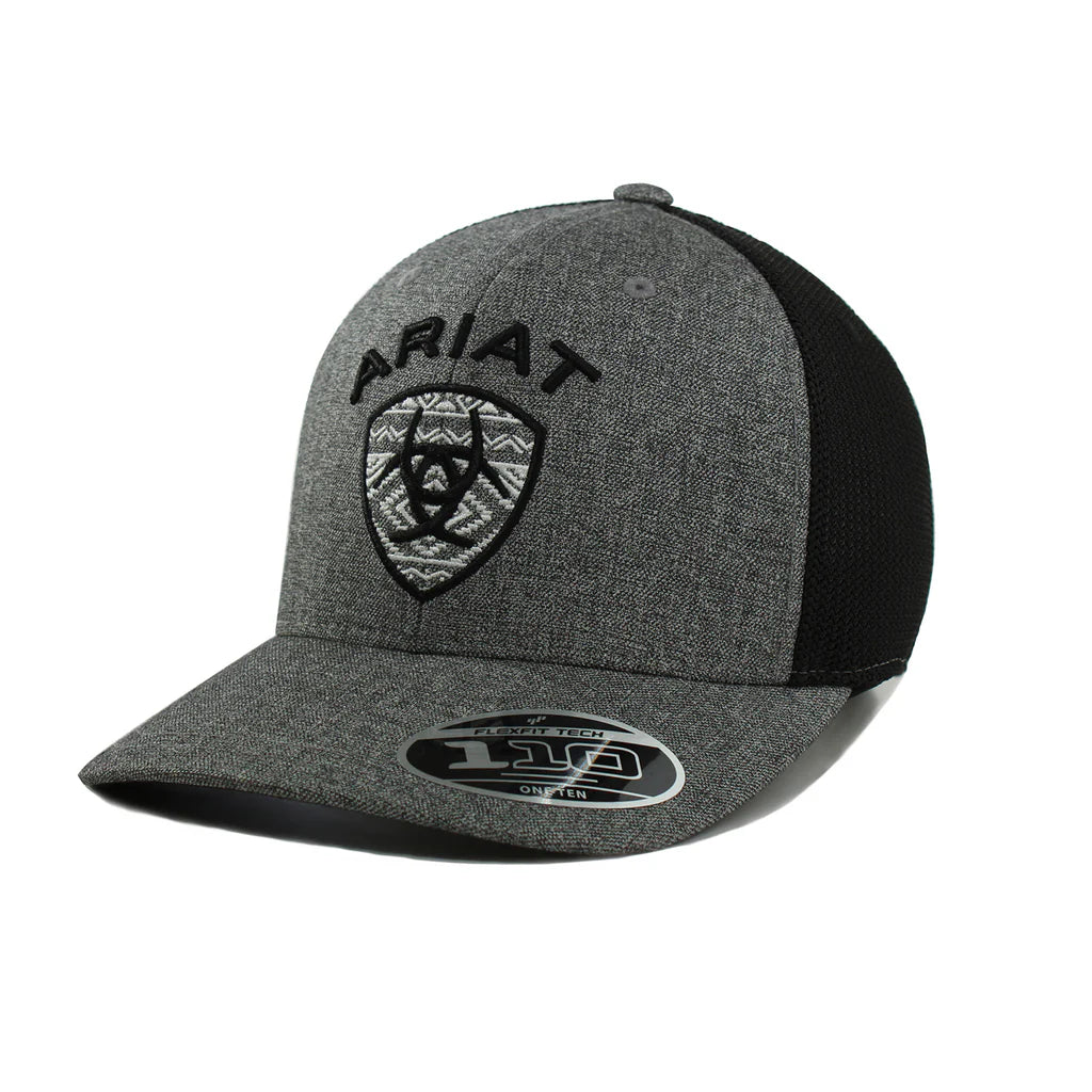 ARIAT Grey and Black Aztec Shield Logo Patch Cap - A300064606