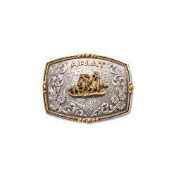 Ariat Western Belt Buckle Filigree Logo Team Roper Silver tone - A37064
