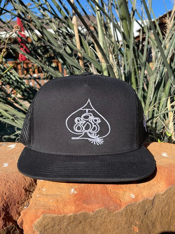 Cactus Alley Hat Co. “888 Spade"- Black with White 888 Spade Snapback Cap 888SPADE