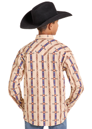 Rock & Roll Boys Aztec Printed Long Sleeve Snap - BBN2S09438