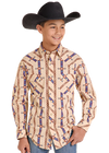 Rock & Roll Boys Aztec Printed Long Sleeve Snap - BBN2S09438