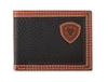 Ariat Brown Textured Leather with Red Trim Bifold Wallet A3569302