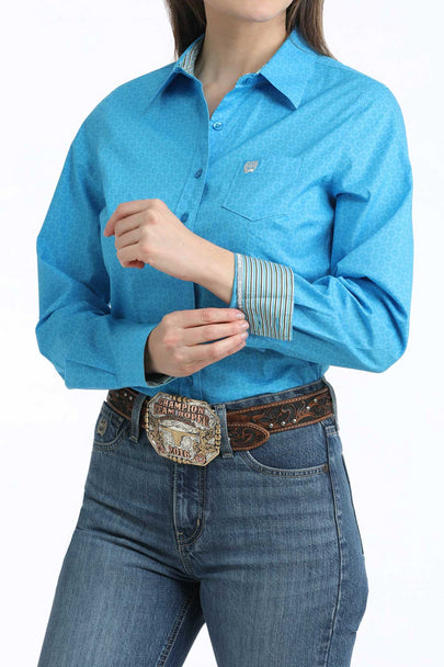 CINCH BLUE WEAVE PRINT - LADIES SHIRT - MSW9164260