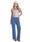 Rock&Roll Ladies Cow Print Mesh Top -BW22T08088