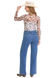 Rock&Roll Ladies Cow Print Mesh Top -BW22T08088