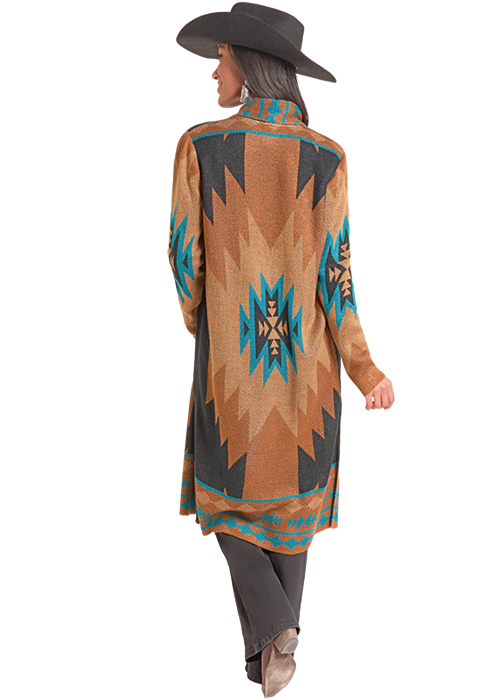 Rock and Roll Ladies Aztec Knit Duster-BW95T09365