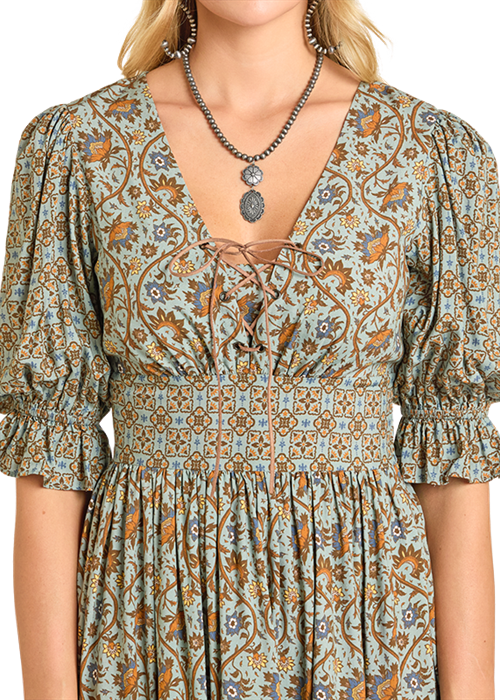 Rock and Roll Ladies Mixed Print Mini Dress-BWD1R06957