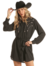 Rock & Roll Denim Ladies Shirt Dress BWD2R02746