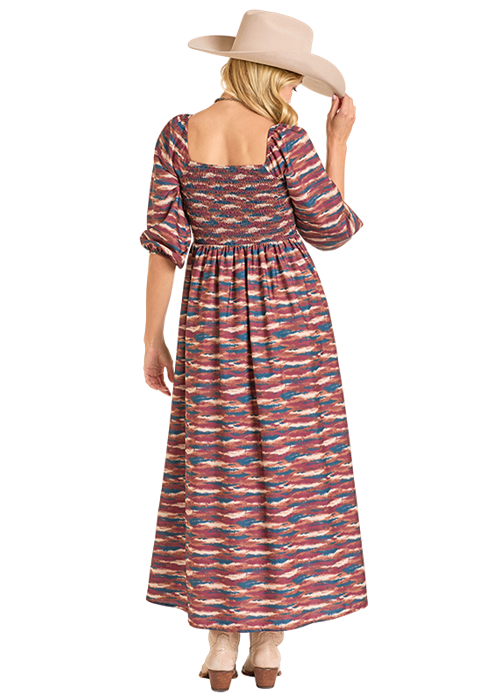 Rock and Roll Ladies Smocked Dress with Slit-BWD2R07005