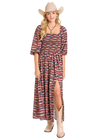 Rock and Roll Ladies Smocked Dress with Slit-BWD2R07005
