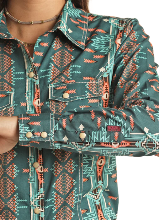 AZTEC ROCK N ROLL LADIES BUTTON UP-BWN2S02151