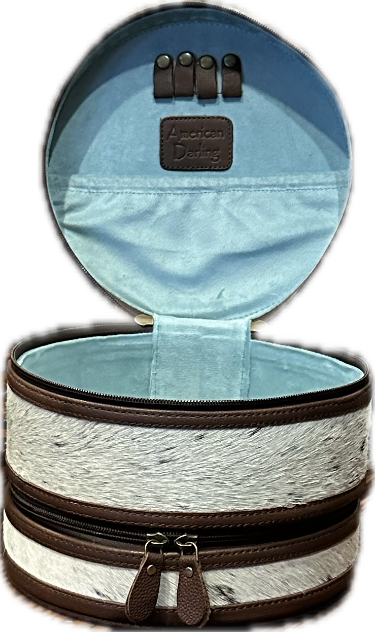 American Darling Round Travel Cowhide and Tooled Case - ADBGA491
