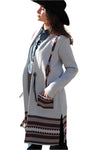 Cruel Girl Denim Ladies Gray Knit Southwest Sweater Duster - CWK7408003