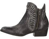 Circle G Ladies Black Studs & Woven Bootie Round Toe -Q0200