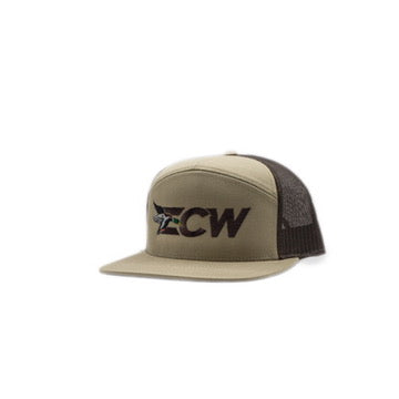 East Coast Waterfowl Embroidered ECW Logo 7 Panel Khaki and Coffee