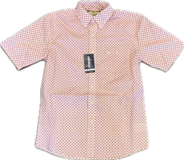 Wrangler Men's Geometrical Corral Pattern Short Sleeve Button Down 112346076