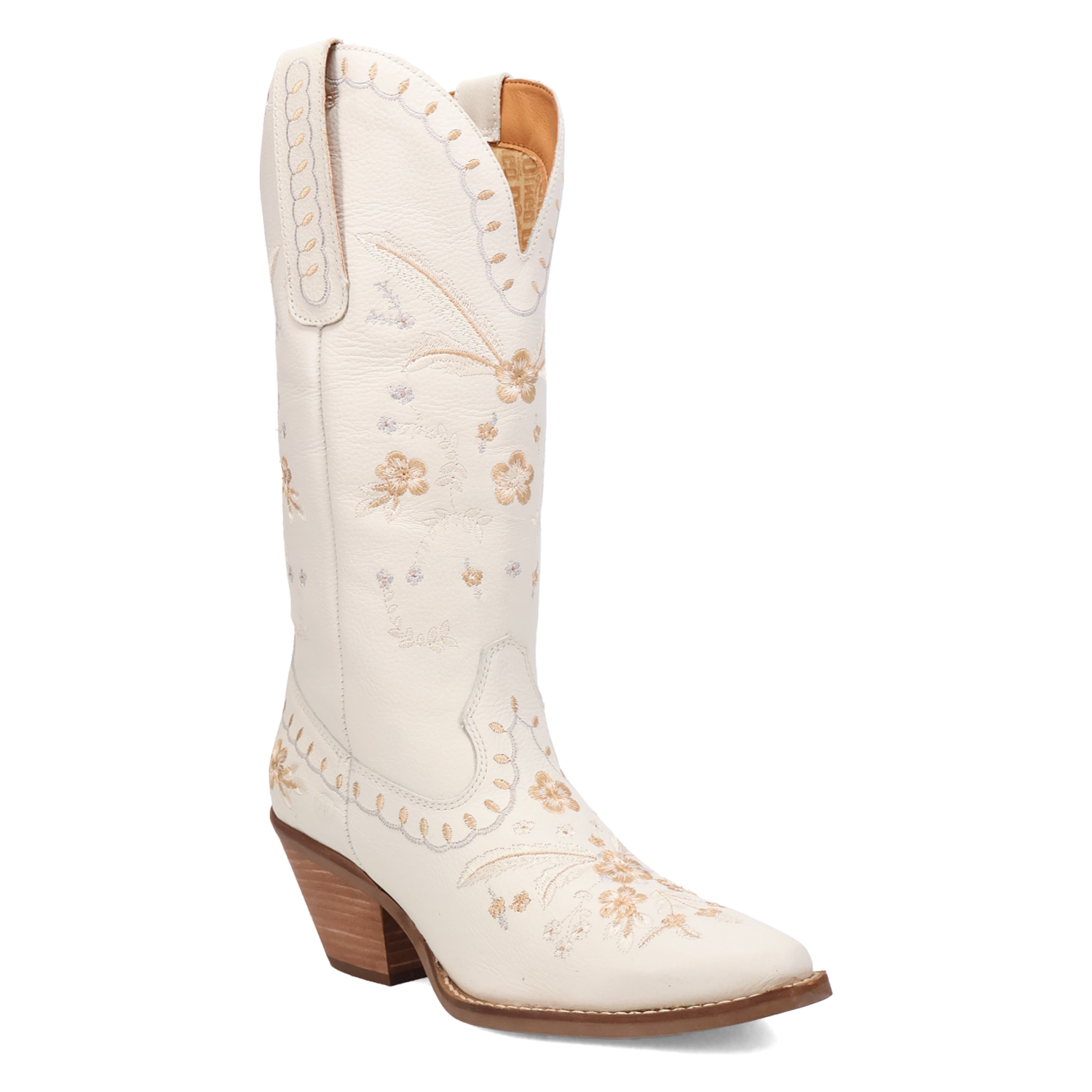 Dingo Ladies White Full Bloom Leather Boot-DI939