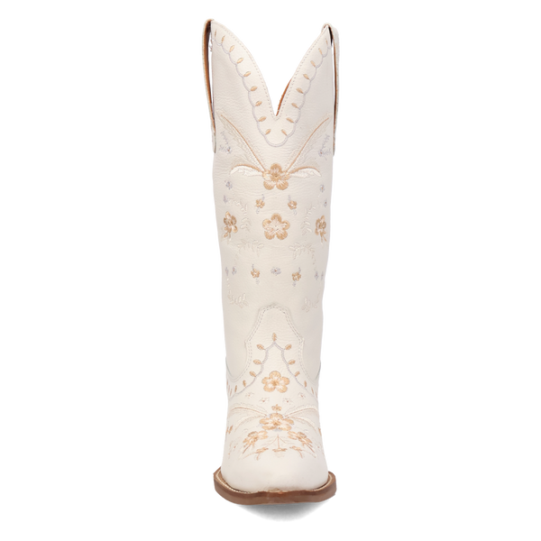 Dingo Ladies White Full Bloom Leather Boot-DI939