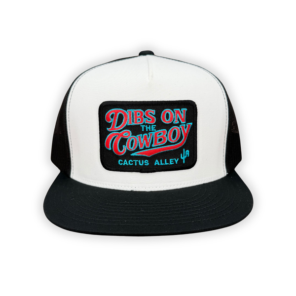 Cactus Alley Hat Co. "Dibs on the Cowboy" Black and White Ball Cap