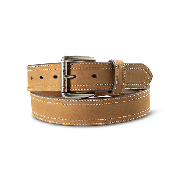 Ariat Work Men's Double Stitch Medium Brown Belt - A1700244