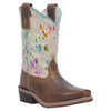 Dan Post Rumi Brown Leather Youth Boot w/Rainbow Splatter Hide DPC2908/DPC3908