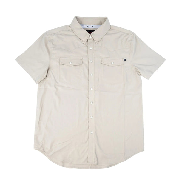 Rock and Roll Mens Ripstop Tan Short Sleeve Shirt-BMN2S06797TAN