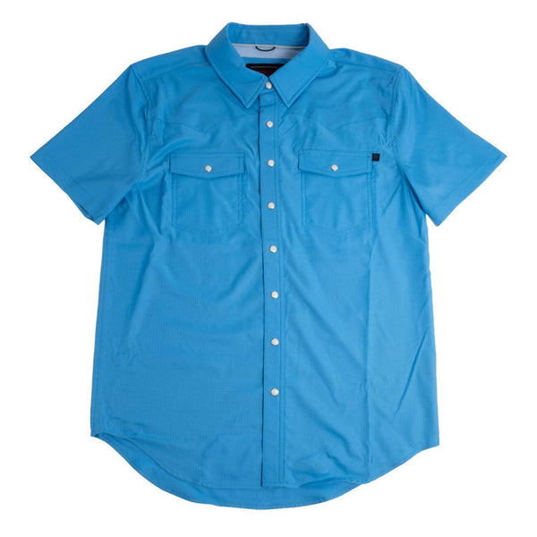 Rock and Roll Mens Ripstop Blue Short Sleeve Shirt-BMN2S06797BLUE