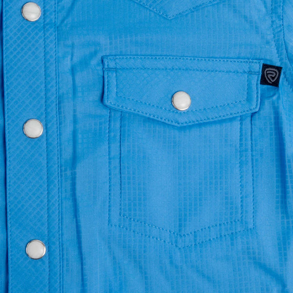 Rock and Roll Men's Ripstop Blue Short Sleeve Shirt-BMN2S06797BLUE