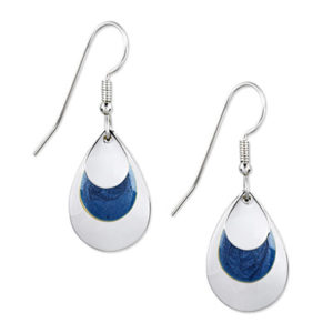 Silver Forest Blue Tear Drop Earrings-NE-7886E
