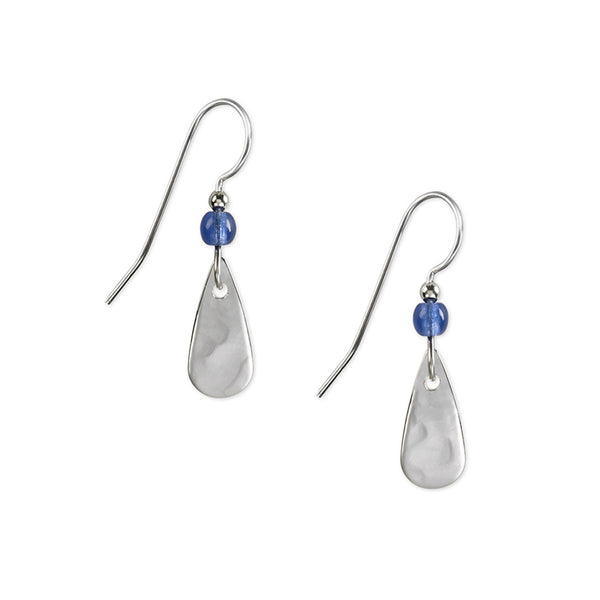Silver Forest Silver-tone Drop Earrings with Blue Bead E-8981