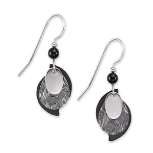 Silver Forest Black Three Piece Drop Earring-E-9392B