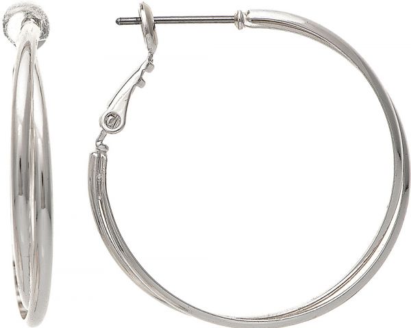 Rain Silver Medium Double Hoop Earring-E3363S