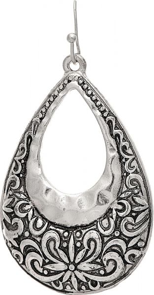 Rain Silver Engraved Teardrop Earring E3481S