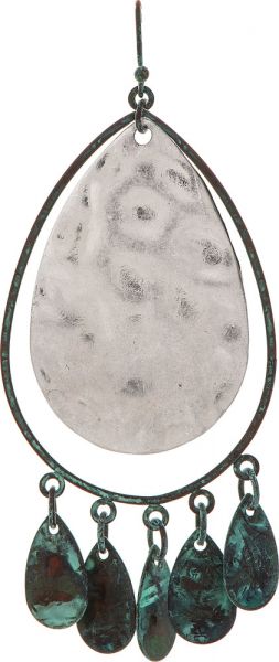 Rain Patina Wire Silver Teardrop Dangles Earring E3872P