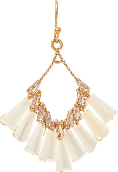 Rain Gold White Glass Bead Waterfall Earring E4008WH