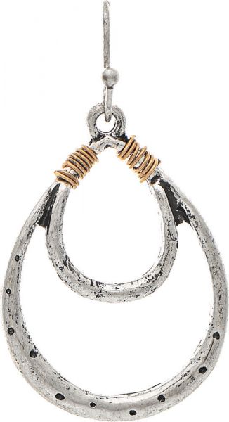 Rain Two Tone Wire Accent Teardrop Earrings E4096TT
