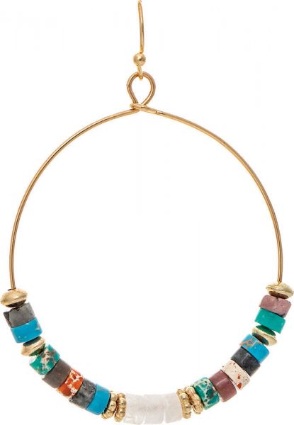 Rain Gold Multicolor Stone Bead Circle Earring E4185M