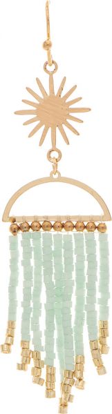 Rain Gold Sun Mint Green Bead Fringe Earring E4540GR