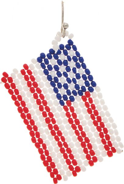 Rain Silver Seed Bead American Flag Patriotic Earring E4546S