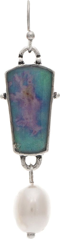 Rain Silver Rain Artisan Blue Inlay Pearl Earring-E4582S