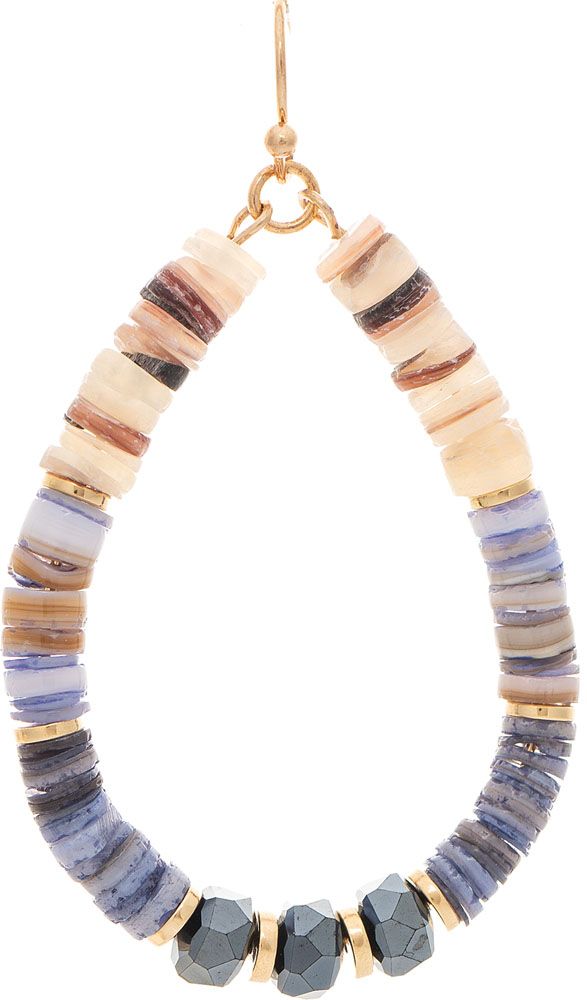 Rain Gold Blue Stone Mix Bead Teardrop Earring E46388BL