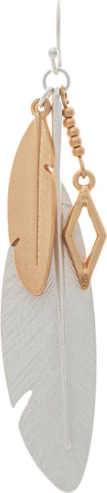 Rain Jewelry Two Tone Textured Feathers Earring-E4763TT