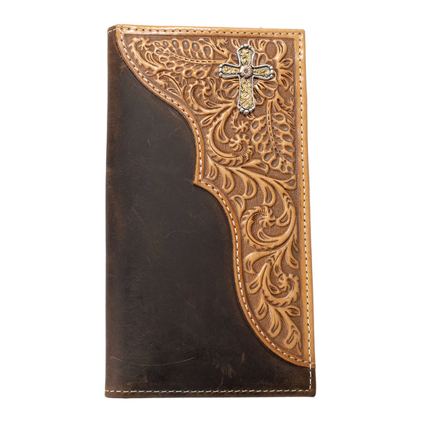 Nocona Western Wallet Rodeo Leather Embossed Cross Concho - N500050144