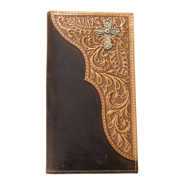 Nocona Western Wallet Rodeo Leather Embossed Cross Concho - N500050144