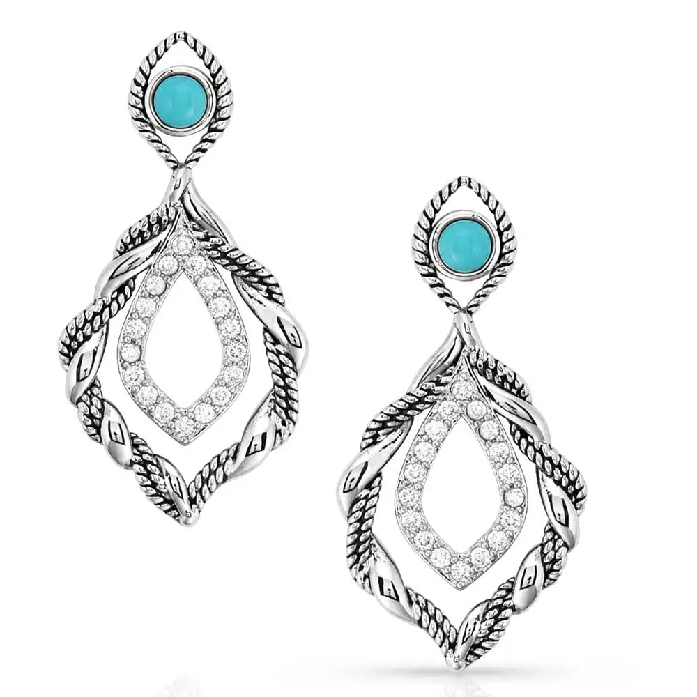 Montana silversmiths Twisted in Time Crystal Turquoise Earrings-ER5637
