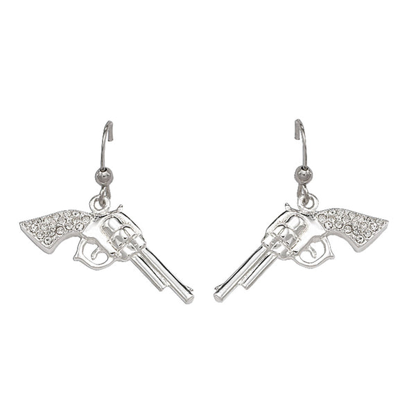 Montana Silversmiths Silver Pistol with Crystal Handle Earrings- ER61242